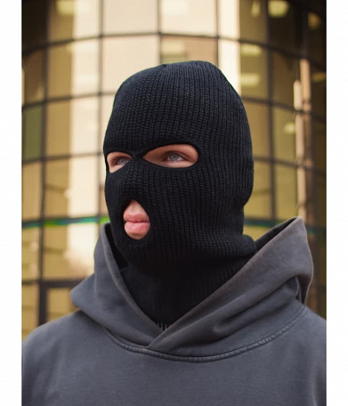 Балаклава зимняя удлиненная, черная