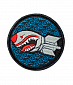Нашивка на липучке "Бомба-Акула", круглая, фон черный